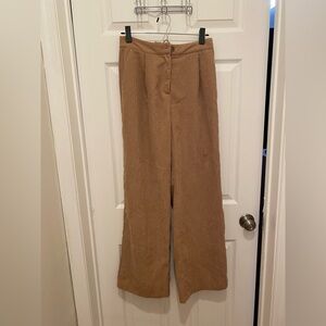 Tan Corduroy Wide-Leg Pants